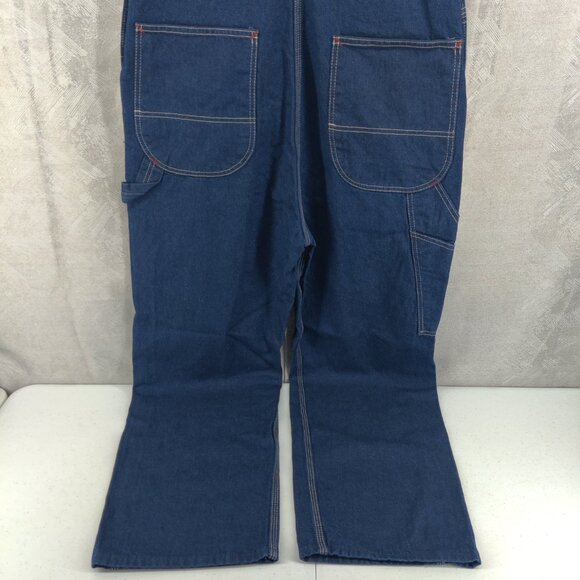 Dickies Overalls Mens 38x32 Blue Denim Bib Workwear Hammer Carpenter Zip Fly - Picture 8 of 16